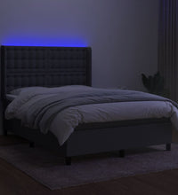 Boxspringbett mit Matratze & LED Dunkelgrau 140x200 cm Stoff