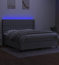Boxspringbett mit Matratze & LED Hellgrau 180x200 cm Stoff