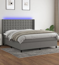 Boxspringbett mit Matratze & LED Dunkelgrau 180x200 cm Stoff