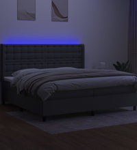 Boxspringbett mit Matratze & LED Dunkelgrau 200x200 cm Stoff