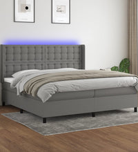 Boxspringbett mit Matratze & LED Dunkelgrau 200x200 cm Stoff
