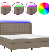 Boxspringbett mit Matratze & LED Taupe 200x200 cm Stoff