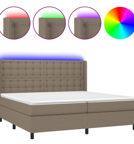 Boxspringbett mit Matratze & LED Taupe 200x200 cm Stoff