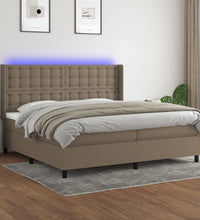 Boxspringbett mit Matratze & LED Taupe 200x200 cm Stoff