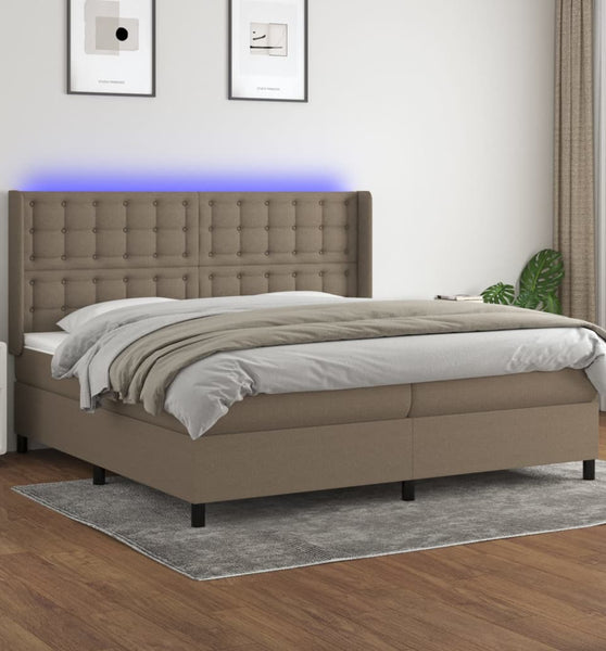 Boxspringbett mit Matratze & LED Taupe 200x200 cm Stoff