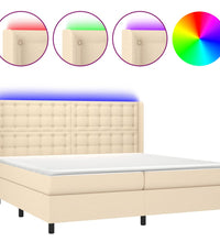 Boxspringbett mit Matratze & LED Creme 200x200 cm Stoff