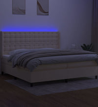 Boxspringbett mit Matratze & LED Creme 200x200 cm Stoff