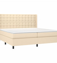 Boxspringbett mit Matratze & LED Creme 200x200 cm Stoff