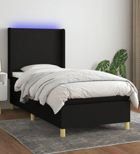 Boxspringbett mit Matratze & LED Schwarz 80x200 cm Stoff