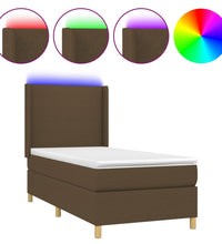 Boxspringbett mit Matratze & LED Dunkelbraun 80x200 cm Stoff