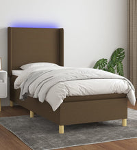 Boxspringbett mit Matratze & LED Dunkelbraun 80x200 cm Stoff