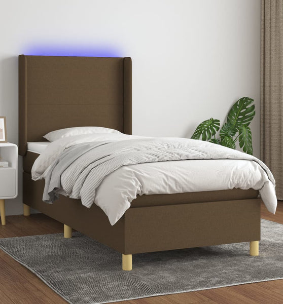 Boxspringbett mit Matratze & LED Dunkelbraun 80x200 cm Stoff