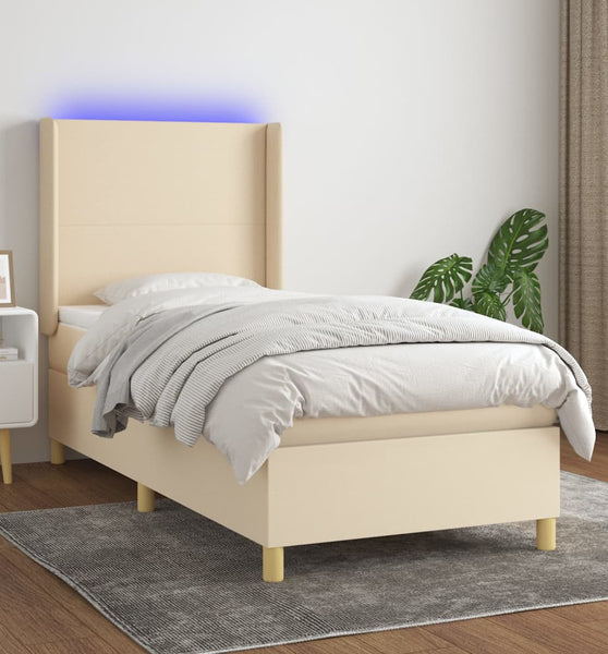 Boxspringbett mit Matratze & LED Creme 80x200 cm Stoff