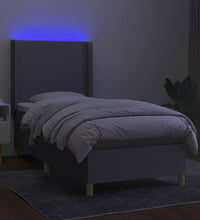 Boxspringbett mit Matratze & LED Hellgrau 90x190 cm Stoff