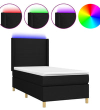 Boxspringbett mit Matratze & LED Schwarz 90x200 cm Stoff