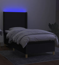 Boxspringbett mit Matratze & LED Schwarz 90x200 cm Stoff