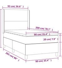 Boxspringbett mit Matratze & LED Schwarz 90x200 cm Stoff