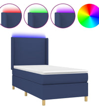 Boxspringbett mit Matratze & LED Blau 90x200 cm Stoff