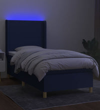 Boxspringbett mit Matratze & LED Blau 90x200 cm Stoff