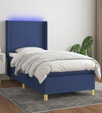 Boxspringbett mit Matratze & LED Blau 90x200 cm Stoff