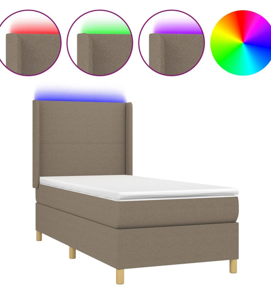 Boxspringbett mit Matratze & LED Taupe 100x200 cm Stoff