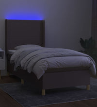 Boxspringbett mit Matratze & LED Taupe 100x200 cm Stoff