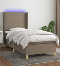 Boxspringbett mit Matratze & LED Taupe 100x200 cm Stoff