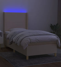 Boxspringbett mit Matratze & LED Creme 100x200 cm Stoff