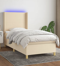 Boxspringbett mit Matratze & LED Creme 100x200 cm Stoff