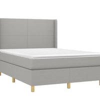 Boxspringbett mit Matratze & LED Hellgrau 140x190 cm Stoff
