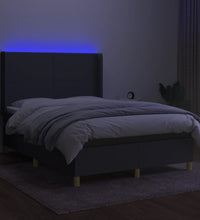 Boxspringbett mit Matratze & LED Dunkelgrau 140x190 cm Stoff