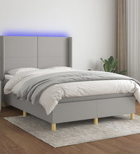 Boxspringbett mit Matratze & LED Hellgrau 140x200 cm Stoff