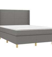 Boxspringbett mit Matratze & LED Dunkelgrau 140x200 cm Stoff