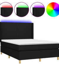 Boxspringbett mit Matratze & LED Schwarz 140x200 cm Stoff
