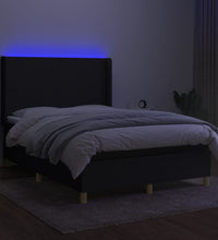 Boxspringbett mit Matratze & LED Schwarz 140x200 cm Stoff