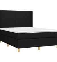 Boxspringbett mit Matratze & LED Schwarz 140x200 cm Stoff