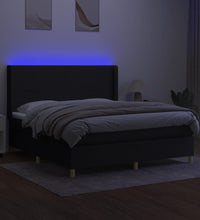 Boxspringbett mit Matratze & LED Schwarz 160x200 cm Stoff