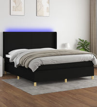 Boxspringbett mit Matratze & LED Schwarz 160x200 cm Stoff
