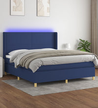Boxspringbett mit Matratze & LED Blau 160x200 cm Stoff
