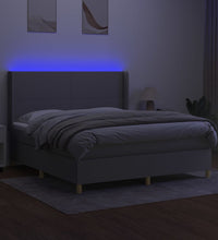 Boxspringbett mit Matratze & LED Hellgrau 180x200 cm Stoff