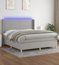 Boxspringbett mit Matratze & LED Hellgrau 180x200 cm Stoff