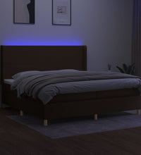 Boxspringbett mit Matratze & LED Dunkelbraun 200x200 cm Stoff