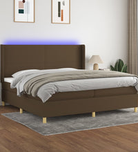 Boxspringbett mit Matratze & LED Dunkelbraun 200x200 cm Stoff