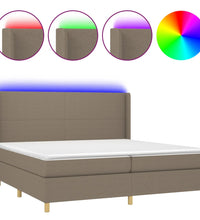 Boxspringbett mit Matratze & LED Taupe 200x200 cm Stoff