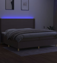 Boxspringbett mit Matratze & LED Taupe 200x200 cm Stoff