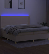 Boxspringbett mit Matratze & LED Creme 200x200 cm Stoff