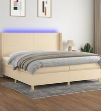 Boxspringbett mit Matratze & LED Creme 200x200 cm Stoff