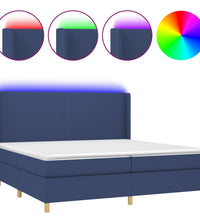 Boxspringbett mit Matratze & LED Blau 200x200 cm Stoff