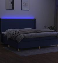 Boxspringbett mit Matratze & LED Blau 200x200 cm Stoff
