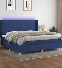 Boxspringbett mit Matratze & LED Blau 200x200 cm Stoff